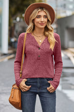 Load image into Gallery viewer, Ribbed Half Button Long Sleeve Knit Top (multiple color options)
