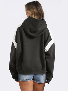 Contrast Dropped Shoulder Long Sleeve Hoodie (multiple color options)