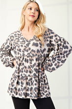 Load image into Gallery viewer, Leopard V-Neck Balloon Sleeve Blouse
