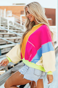 Color Block Round Neck Long Sleeve Top (multiple color options)