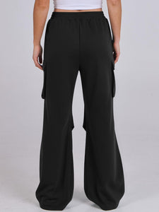 Elastic Waist Wide Leg Pants with Pockets (multiple color options)