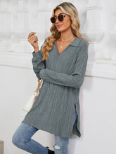 Load image into Gallery viewer, Slit Johnny Collar Long Sleeve Top (multiple color options)
