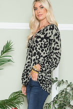 Load image into Gallery viewer, Leopard V-Neck Long Sleeve Blouse
