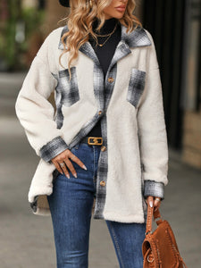 Plaid Contrast Dropped Shoulder Coat (multiple color options)