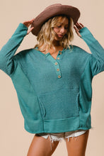 Load image into Gallery viewer, Long Sleeve Top with Kangaroo Pocket in Teal
