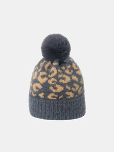 Leopard Hat with Pompom (multiple color options)