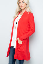 Load image into Gallery viewer, Open Front Cardigan with Pockets in Coral
