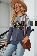 Load image into Gallery viewer, Leopard Striped Round Neck T-Shirt (multiple color options)
