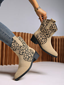 Leopard Suede Block Heel Boots (2 color options)