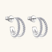 Load image into Gallery viewer, Moissanite 925 Sterling Silver C-Hoop Earrings (silver or gold)
