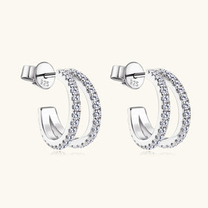 Moissanite 925 Sterling Silver C-Hoop Earrings (silver or gold)