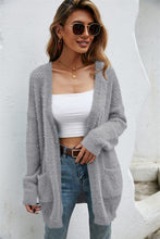 Load image into Gallery viewer, Open Front Openwork Fuzzy Cardigan with Pockets (multiple color options)
