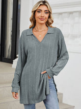 Load image into Gallery viewer, Slit Johnny Collar Long Sleeve Top (multiple color options)
