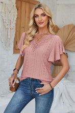 Load image into Gallery viewer, Eyelet Applique V-Neck Cap Sleeve Top (multiple color options)
