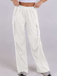 Elastic Waist Wide Leg Pants with Pockets (multiple color options)