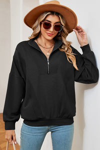 Half Zip Dropped Shoulder Sweatshirt (multiple color options)