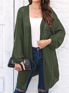 Cable-Knit Open Front Long Sleeve Cardigan (multiple color options)