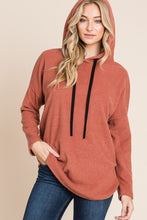 Load image into Gallery viewer, Contrast Drawstring Drop Shoulder Knit Hoodie
