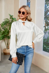 Cutout Mock Neck Long Sleeve Top (multiple color options)