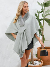 Load image into Gallery viewer, Fuzzy Trim Open Front Poncho (multiple color options)
