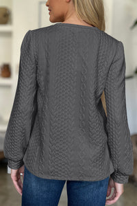 Textured Round Neck Long Sleeve Top (multiple color options)