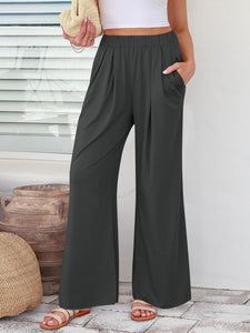 Elastic Waist Wide Leg Pants (multiple color options)