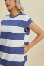 Load image into Gallery viewer, Striped Round Neck Cap Sleeve Mini Dress (multiple color options)
