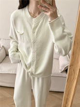 Load image into Gallery viewer, Pocketed Round Neck Button Up Cardigan and Pants Sweater Set (multiple color options)
