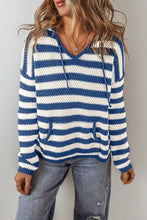 Load image into Gallery viewer, Drawstring Striped Long Sleeve Hooded Sweater (2 color options)
