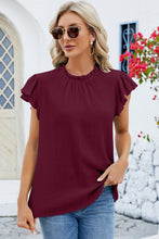 Load image into Gallery viewer, Ruffled Round Neck Cap Sleeve Blouse (multiple color options)
