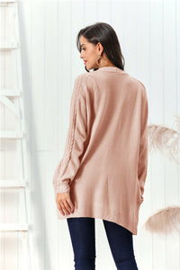 Cable-Knit Open Front Long Sleeve Cardigan (multiple color options)