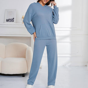 Dropped Shoulder Long Sleeve Hoodie and Pants Set (multiple color options)