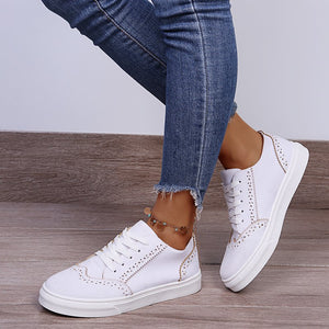 Lace-Up Suedette Flat Sneakers  (multiple color options)