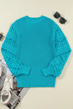 Load image into Gallery viewer, Openwork Frill Round Neck Long Sleeve Sweater
