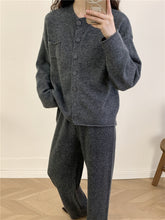 Load image into Gallery viewer, Pocketed Round Neck Button Up Cardigan and Pants Sweater Set (multiple color options)
