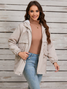 Drawstring Long Sleeve Hooded Jacket (multiple color options)