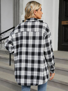 Plaid Collared Neck Long Sleeve Shirt (multiple color options)