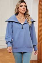 Load image into Gallery viewer, Half Zip Lantern Sleeve Sweatshirt  (multiple color options)
