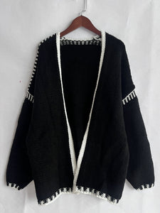 Contrast Open Front Dropped Shoulder Cardigan (multiple color options)