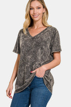 Load image into Gallery viewer, Washed Short Sleeve V-Neck T-Shirt in Dark Grey
