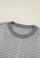 Load image into Gallery viewer, Striped Round Neck Dropped Shoulder Sweater (multiple color options)
