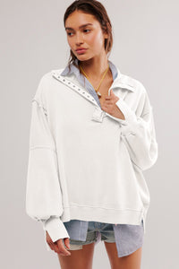 Exposed Seam Side Slit Long Sleeve Sweatshirt (multiple color options)