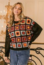 Load image into Gallery viewer, Granny Square Front Long Sleeve Top
