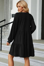 Load image into Gallery viewer, Ruched Notched Long Sleeve Mini Dress (multiple color options)
