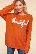 Load image into Gallery viewer, Thankful Metallic Glitter Embroidery Sweater
