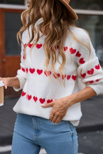 Load image into Gallery viewer, Heart Round Neck Long Sleeve Sweater (multiple color options)
