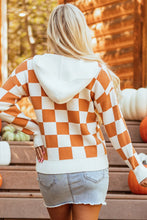 Load image into Gallery viewer, Checkered Long Sleeve Hooded Sweater
