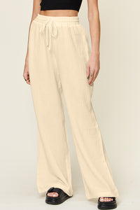 Texture Drawstring Wide Leg Pants (multiple color options)