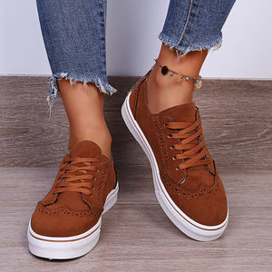 Lace-Up Suedette Flat Sneakers  (multiple color options)