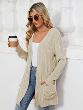 Load image into Gallery viewer, Pocketed Open Front Long Sleeve Cardigan (multiple color options)
